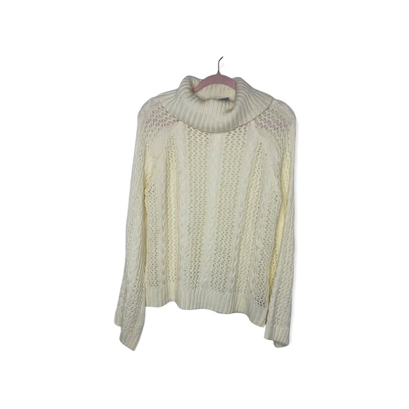 MARLED Cream Open Knit Turtleneck Sweater with Bell Sleeved L NWT - Picture 4 of 11